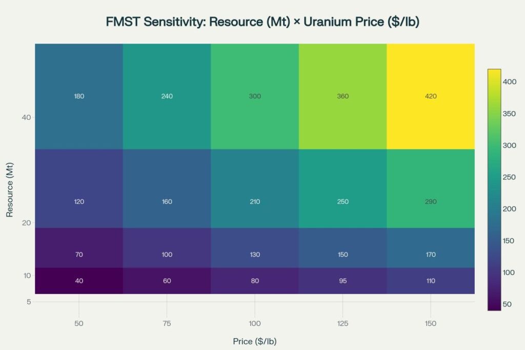 Valuation highly sensitive to both resource scale and uranium price assumptions