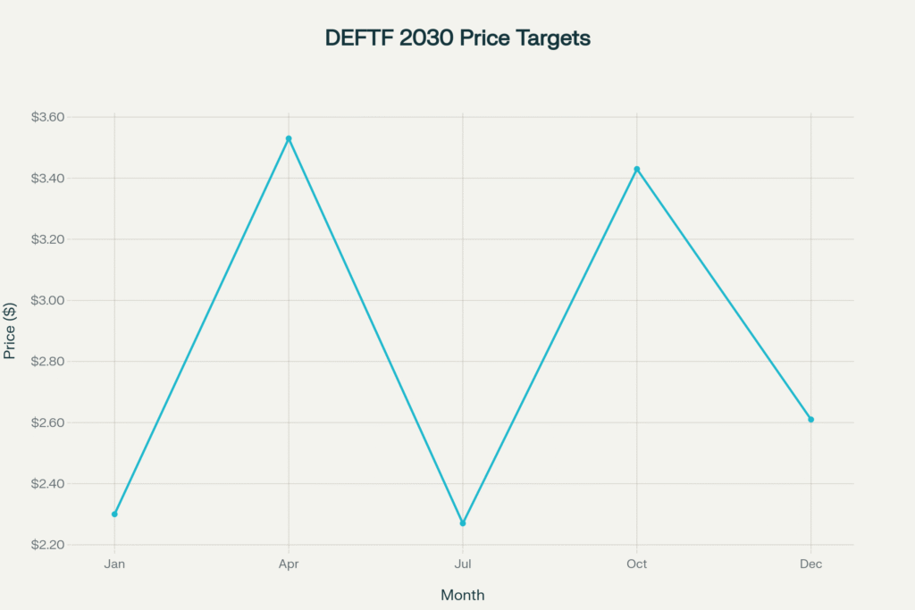 DeFi Technologies Average 2030 Price Targets (USD)
